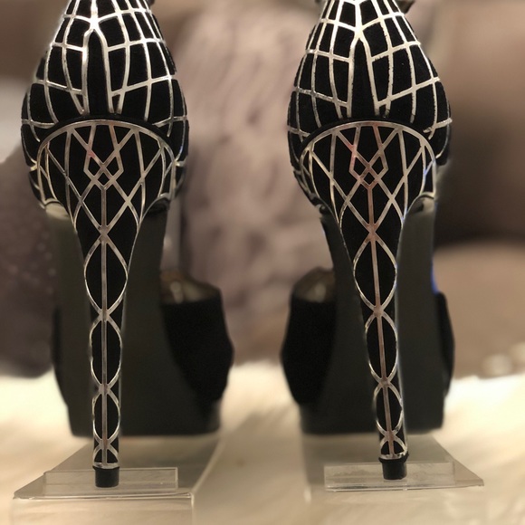 SAM EDELMAN Paulette Black Peep Toe Platforms NWOT - Picture 3 of 4